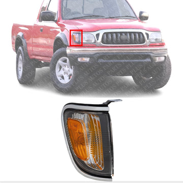 Front Corner Lights Assembly With Chrome Trim Right Passenger Side Direct Replacement Compatible With 2001-2004 Toyota Tacoma TO2521161 8161004080