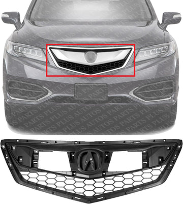 Front Grille Textured Shell And Insert Plastic Direct Replacement Compatible With 2016-2018 Acura RDX AC1200128C 71121TX4A51