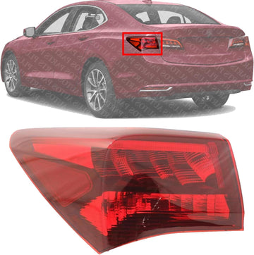 Tail Light Outer Assembly Left Driver Side Direct Replacement Compatible With 2015-2017 Acura TLX AC2804106 33550TZ3A01