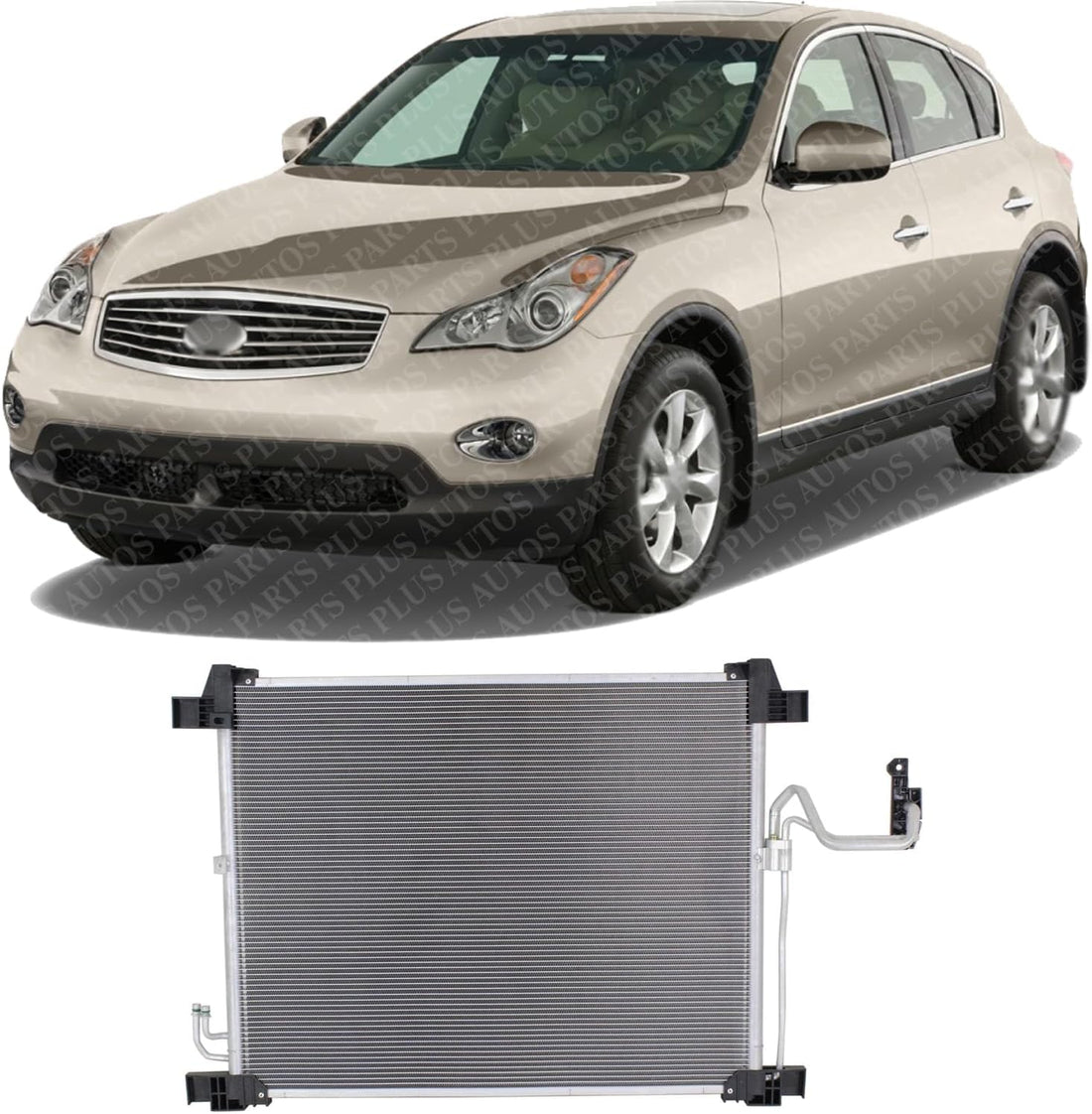 Front A/C Condenser Aluminum Core Direct Replacement Compatible With 2008-2012 Infiniti EX35 / 2009-2012 FX35 / 2009-2013 FX50 / 2014-2017 QX50 / QX70 IN3030161 921101BA0A