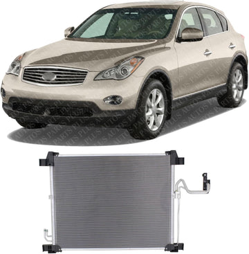 Front A/C Condenser Aluminum Core Direct Replacement Compatible With 2008-2012 Infiniti EX35 / 2009-2012 FX35 / 2009-2013 FX50 / 2014-2017 QX50 / QX70 IN3030161 921101BA0A