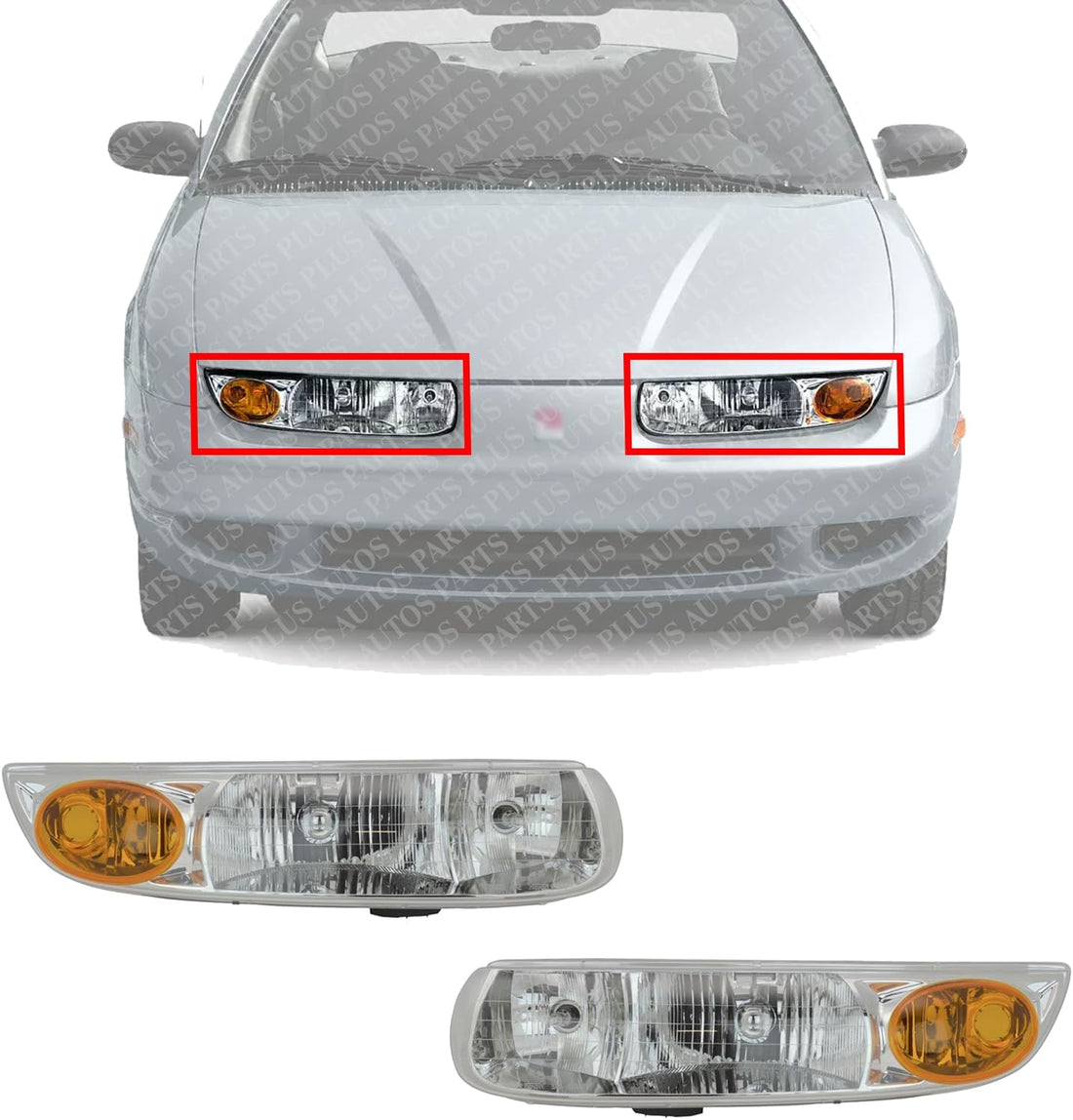 Set Of 2 Front Headlight Assembly Right Passenger & Left Driver Side Direct Replacement Compatible With 2000-2002 Saturn S-Series GM2502206 GM2503206 21112455 21112456