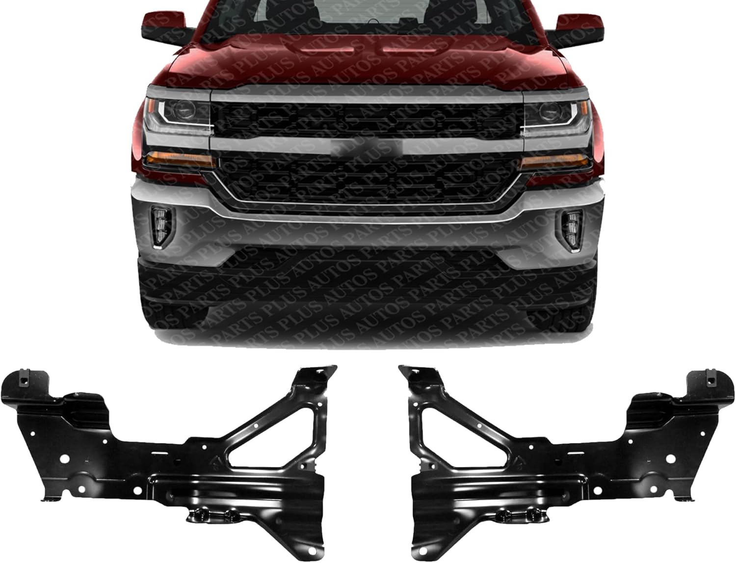 Set Of 2 Front Bumper Inner Bracket Left Driver & Right Passenger Side Direct Replacement Compatible With 2016-2019 Chevrolet Silverado 1500 GM1063113 GM1062113 84029774 84029775