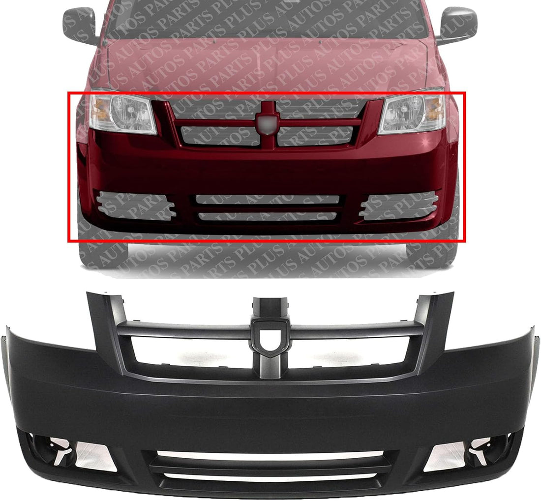 Front Bumper Cover Primed Without Fog Light Cover Direct Replacement Compatible With 2008-2010 Dodge Grand Caravan CH1000924 1AG01TZZAB 1AG01TZZAA 1AG01TZZ