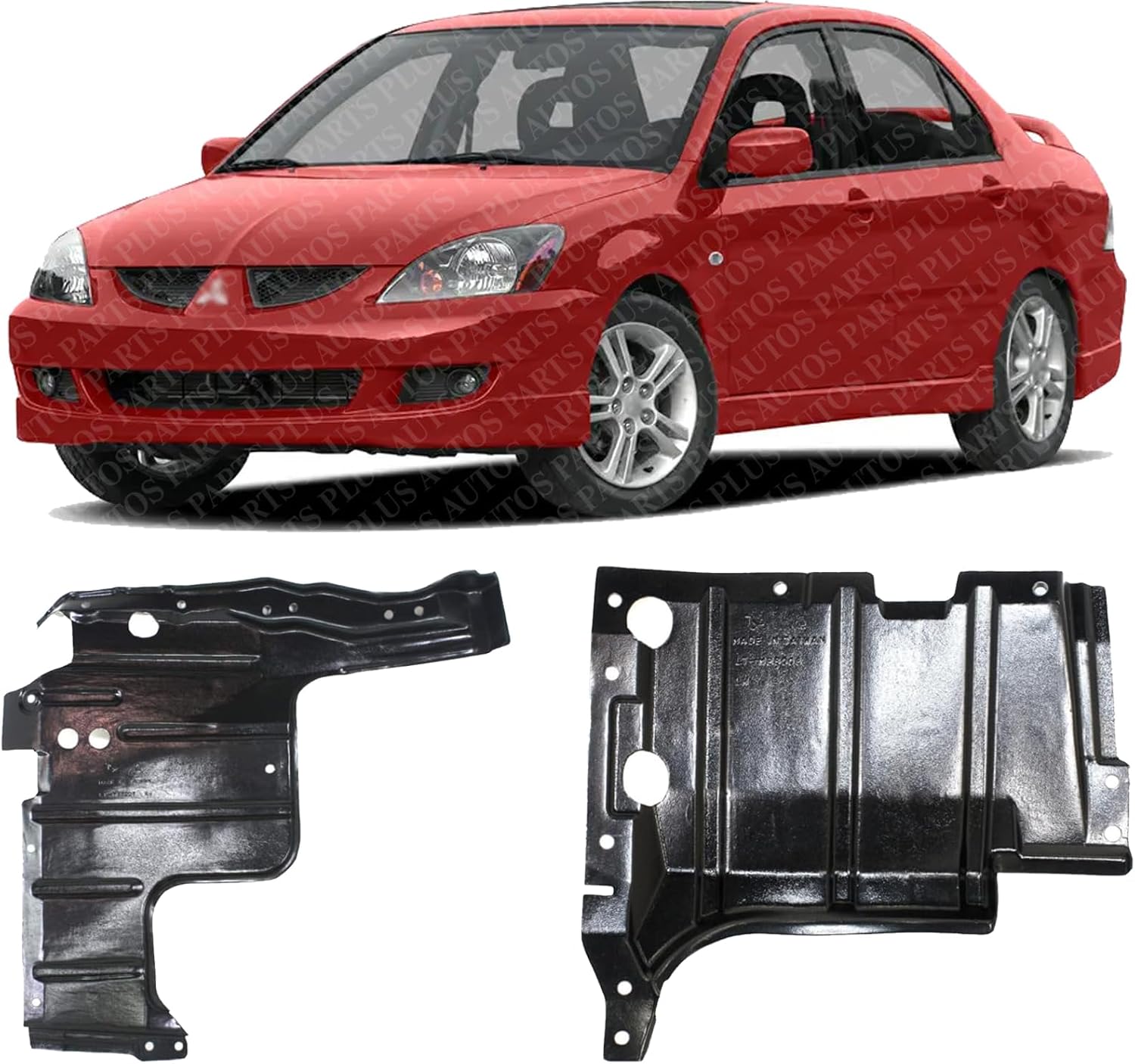Set of 2 Front Engine Splash Shield Under Cover Plastic Left Driver & Right Passenger Side Direct Replacement Compatible with 2002-2007 Mitsubishi Lancer MI1228107 MI1228108