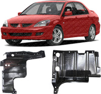 Set of 2 Front Engine Splash Shield Under Cover Plastic Left Driver & Right Passenger Side Direct Replacement Compatible with 2002-2007 Mitsubishi Lancer MI1228107 MI1228108