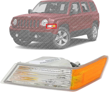 Front Corner Light Left Driver Side Direct Replacement Compatible With 2007-2017 Jeep Patriot CH2526102 68004181AC