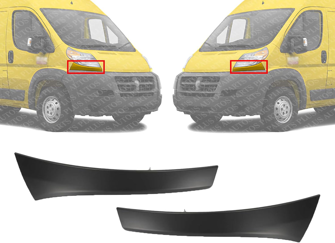 Set Of 2 Front Head Light Lower Filler Primed Plastic Right Passenger & Left Driver Side Direct Replacement Compatible With 2014-2022 Ram ProMaster 1500 2500 3500 CH1089103 CH1088103