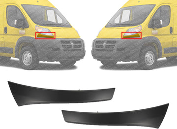 Set Of 2 Front Head Light Lower Filler Primed Plastic Right Passenger & Left Driver Side Direct Replacement Compatible With 2014-2022 Ram ProMaster 1500 2500 3500 CH1089103 CH1088103