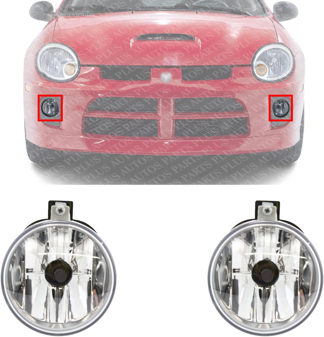 Set Of 2 Front Fog Light Assembly Right Passenger & Left Driver Side Direct Replacement Compatible With 2003-2005 Dodge Neon CH2592129 5303482AF-PFM