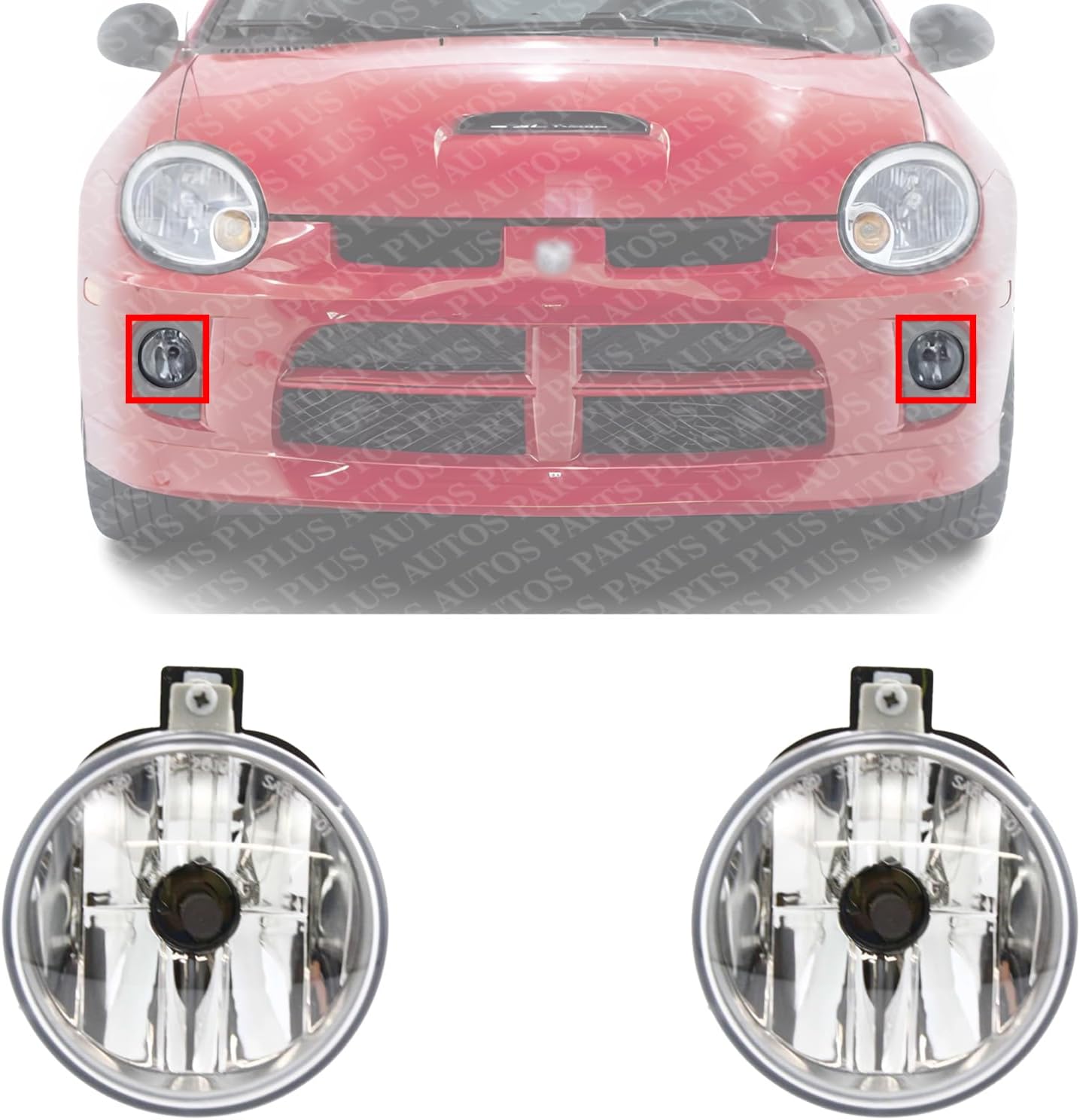 Set Of 2 Front Fog Light Assembly Right Passenger & Left Driver Side Direct Replacement Compatible With 2003-2005 Dodge Neon CH2592129 5303482AF-PFM