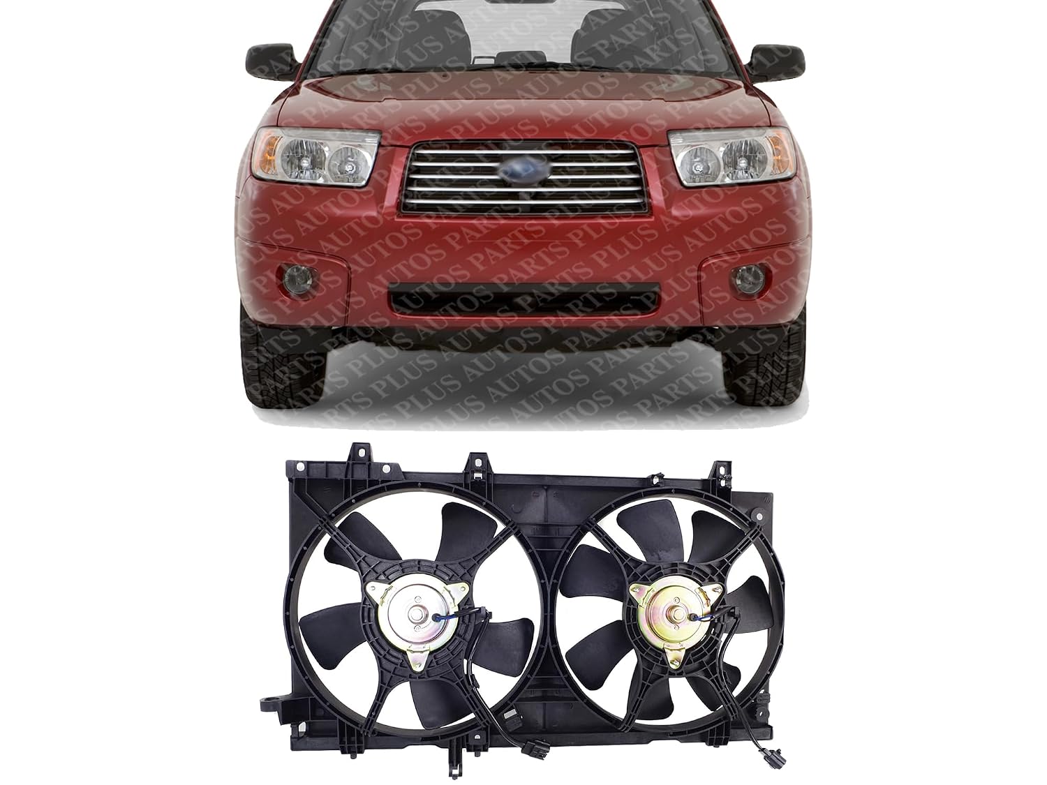 Front Radiator Shroud Dual Fan Assembly Plastic Direct Replacement Compatible with 2003-2008 Subaru Forester SU3115111 45131FE000-PFM