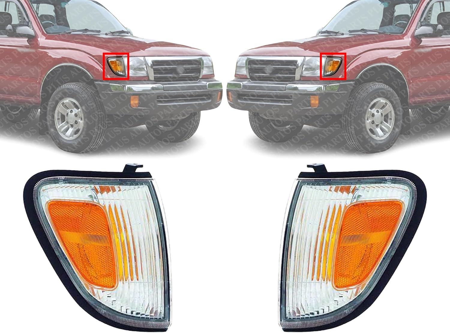 Set Of 2 Front Corner Light Assembly Left Driver & Right Passenger Side Direct Replacement Compatible With 1998-2000 Toyota Tacoma TO2521154 TO2520154 8161004060 8162004060