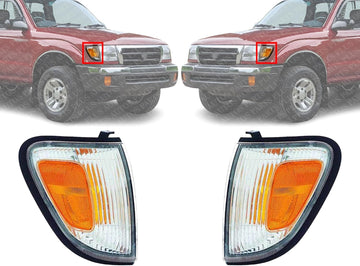 Set Of 2 Front Corner Light Assembly Left Driver & Right Passenger Side Direct Replacement Compatible With 1998-2000 Toyota Tacoma TO2521154 TO2520154 8161004060 8162004060