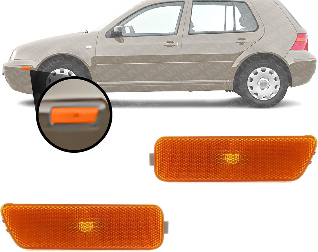 Set Of 2 Front Side Marker Lamp Lens And Housing Right & Left Side Direct Replacement Compatible With 1999-2006 Volkswagen Golf / 1999-2007 Jetta/GTI / 1999-2002 Cabrio VW2551104
