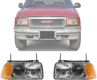 Set Of 2 Front Headlight Assembly With Side Marker Lamp Right Passenger & Left Driver Side Direct Replacement Compatible With 1994-1997 GMC Sonoma / 1995-1997 Jimmy GM2503133