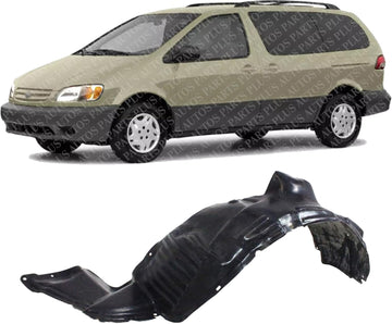 Front Fender Liner Left Driver Side Direct Replacement Compatible With 1998-2003 Toyota Sienna TO1248105 5387608010
