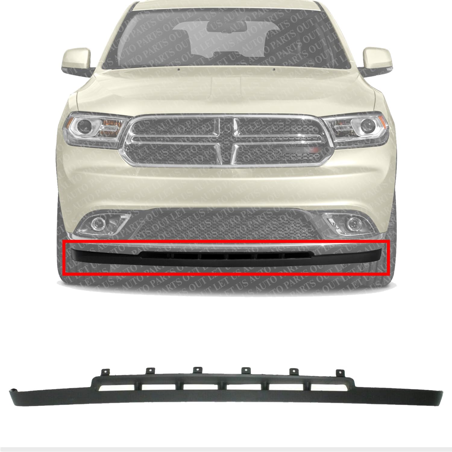 Autos Parts Plus Front Bumper Lower Valance Air Dam Textured Direct Replacement Compatible with 2014-2020 Dodge Durango CH1090150 5113677AB