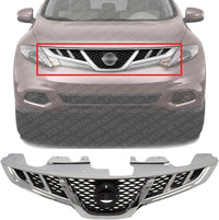 Front Grille Chrome Shell With Primed Insert Plastic Direct Replacement Compatible With 2011-2014 Nissan Murano NI1200270 623101SZ0B