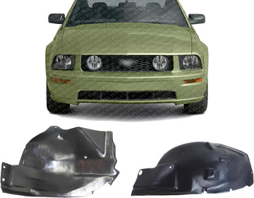 Set of 2 Front & Rear Section Fender Liner Right Passenger Side Direct Replacement Compatible With 2005-2009 Ford Mustang FO1251130 FO1251128 5R3Z16102BA 5R3Z16102AB