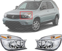 Set Of 2 Front Head Light Assembly Plastic Left Driver & Right Passenger Side Direct Replacement Compatible With 2004-2007 Buick Rendezvous GM2502245 GM2503245 10342801 10342802