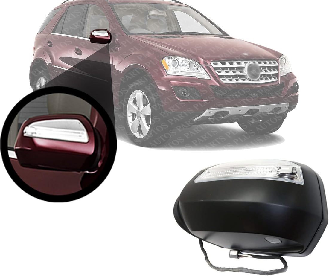 Front Power Mirror Manual Folding Heated Primed With Signal & Puddle Light Right Side Direct Replacement Compatible With 2009-2010 Mercedes Benz GL-Class/ML-Class 1648102893