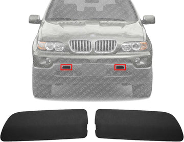 Set of 2 Front Bumper Tow Hook Cover Left Driver & Right Passenger Side Direct Replacement Compatible With 2004-2006 BMW X5 BM1029117 BM1029118 51117116672 51117116671