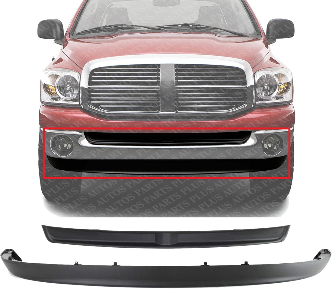 Front Bumper Inner Filler Without Tow Hook Holes + Lower Valance Air Dam Textured Direct Replacement Compatible With 2002-2008 Dodge Ram 1500/2003-2009 2500 3500 CH1090125 CH1091101