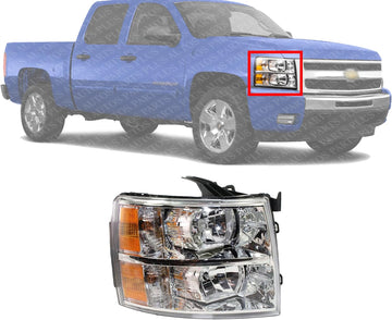 Front Head Light Assembly Halogen Right Passenger Side Direct Replacement Compatible With 2007-2014 Chevrolet Silverado GM2503280 22853028