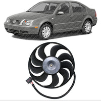 Front A/C Condenser Cooling Fan Assembly Right Passenger Side Direct Replacement Compatible with 1999-2005 Volkswagen Jetta VW3117111 1C0959455C