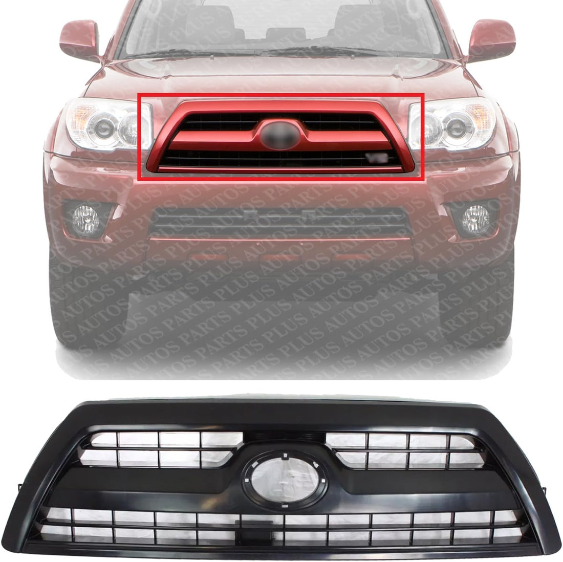 Front Grille Textured Shell & Insert Plastic Direct Replacement Compatible With 2006-2009 Toyota 4Runner 5310035A03C0 5310035A03D0