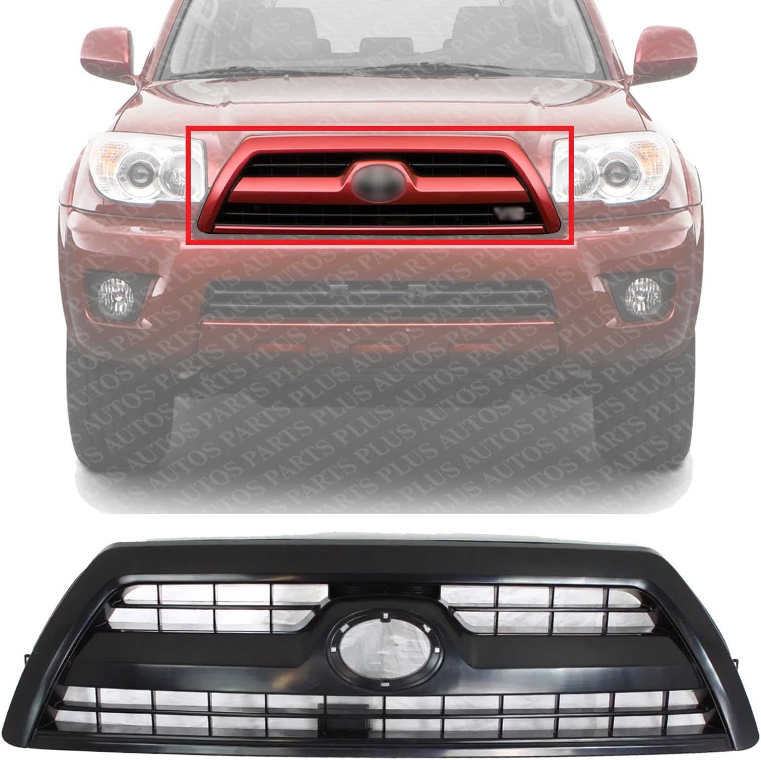 Front Grille Textured Shell & Insert Plastic Direct Replacement Compatible With 2006-2009 Toyota 4Runner 5310035A03C0 5310035A03D0