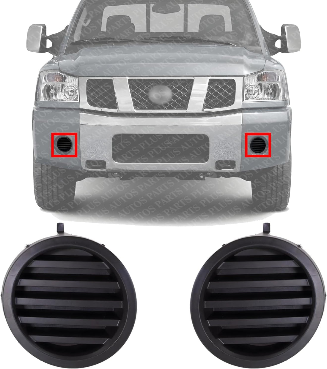 Set Of 2 Front Fog Light Cover Left Driver & Right Passenger Side Direct Replacement Compatible With 2004-2015 Nissan Titan / 2005-2007 Nissan Armada NI1039108 NI1038108 622567S200