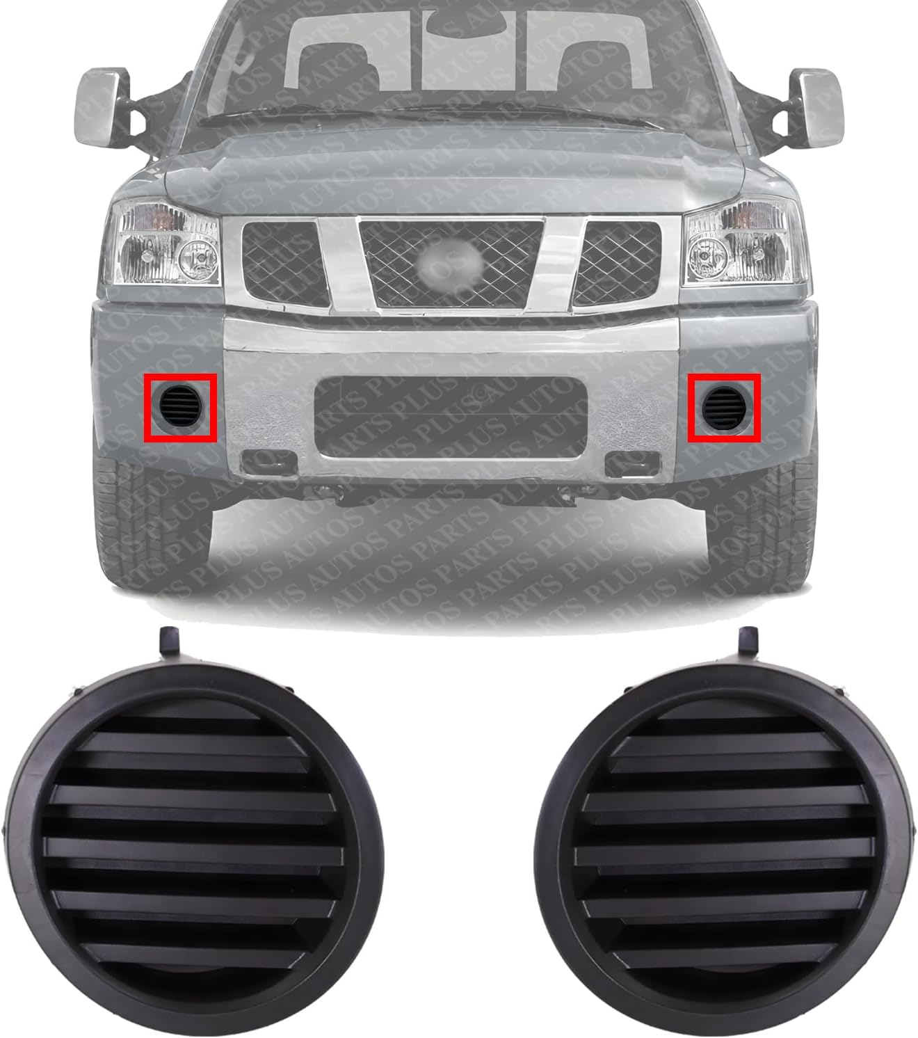 Set Of 2 Front Fog Light Cover Left Driver & Right Passenger Side Direct Replacement Compatible With 2004-2015 Nissan Titan / 2005-2007 Nissan Armada NI1039108 NI1038108 622567S200