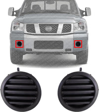 Set Of 2 Front Fog Light Cover Left Driver & Right Passenger Side Direct Replacement Compatible With 2004-2015 Nissan Titan / 2005-2007 Nissan Armada NI1039108 NI1038108 622567S200