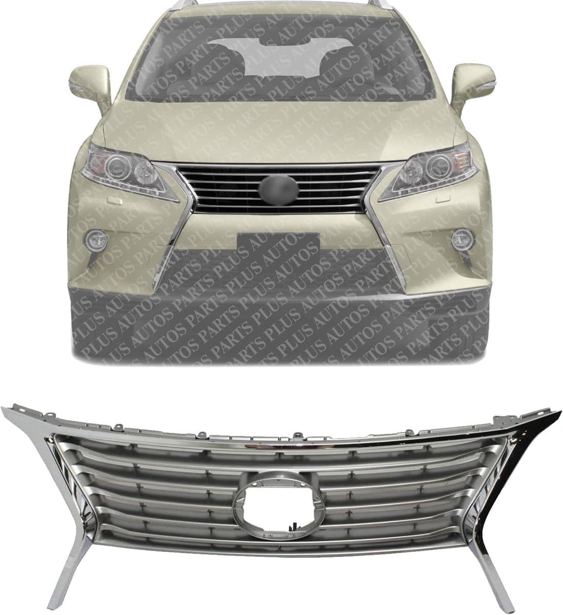 Front Grille Silver Shell & Insert Direct Replacement Compatible With 2013-2015 Lexus RX350 LX1200144 531010E140