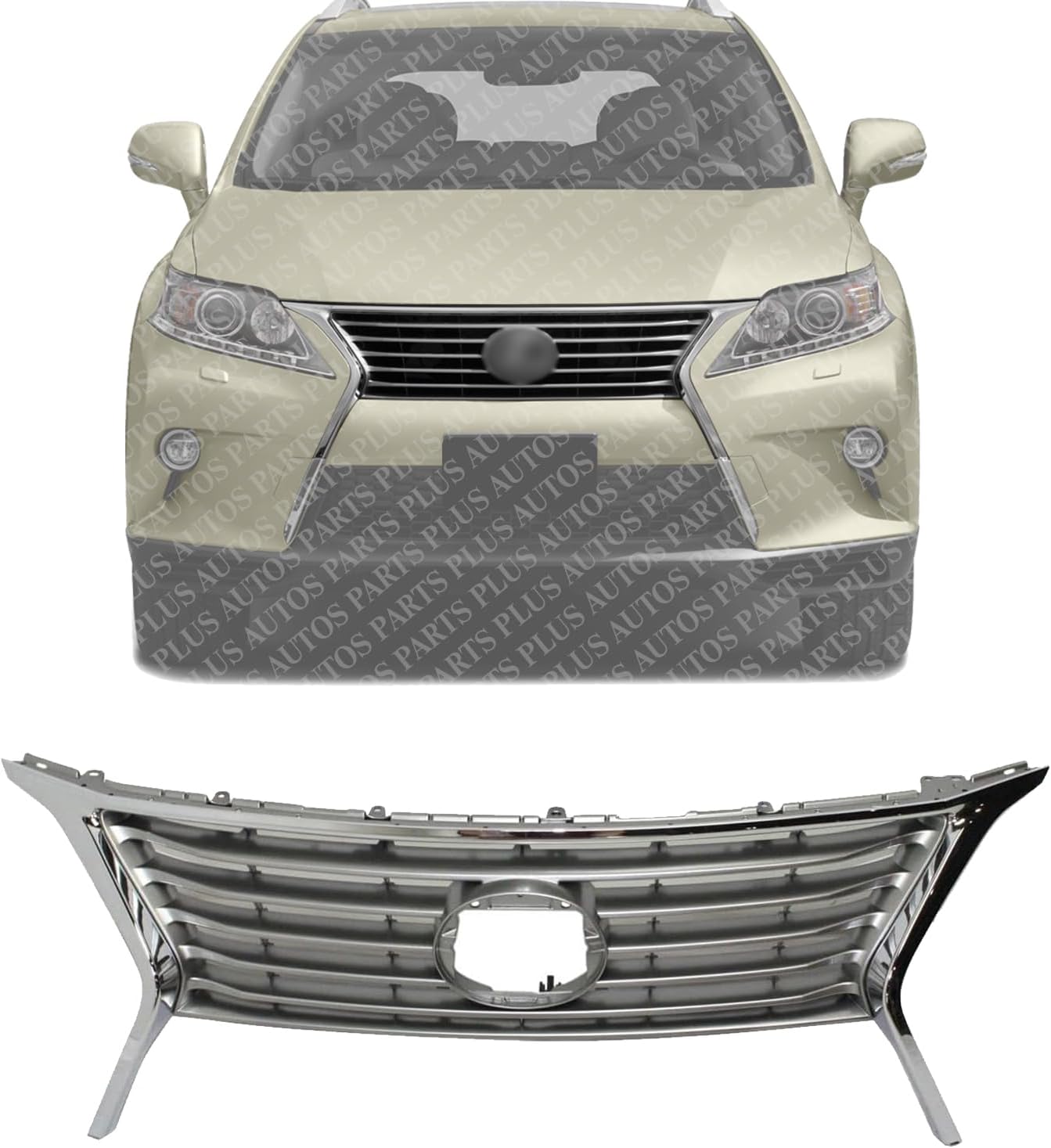 Front Grille Silver Shell & Insert Direct Replacement Compatible With 2013-2015 Lexus RX350 LX1200144 531010E140