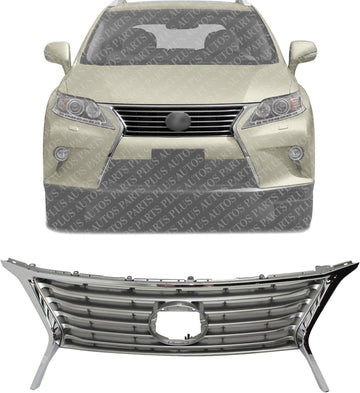 Front Grille Silver Shell & Insert Direct Replacement Compatible With 2013-2015 Lexus RX350 LX1200144 531010E140