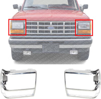 SET https://m.media-amazon.com/images/I/31PM9-eImCL._AC_.jpgOf 2 Front Head Light Door Bezel Chrome Left Driver & Right Passenger Side Direct Replacement Compatible With 1989-1992 Ford Ranger / 1991-1994 Explorer FO2513111 FO2512156