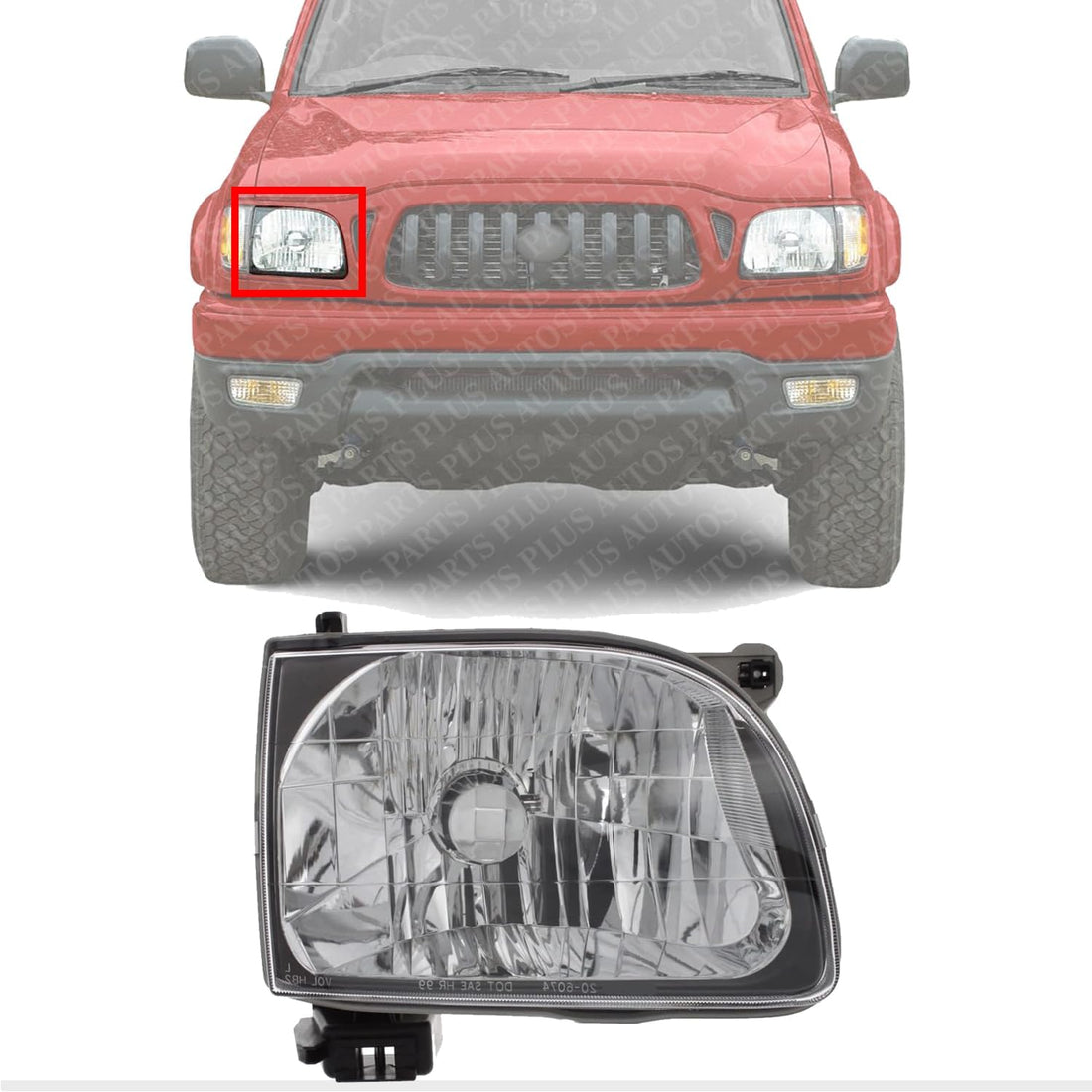 Front Head Light Assembly Right Passenger Side Direct Replacement Compatible With 2001-2004 Toyota Tacoma TO2503136 8111004110
