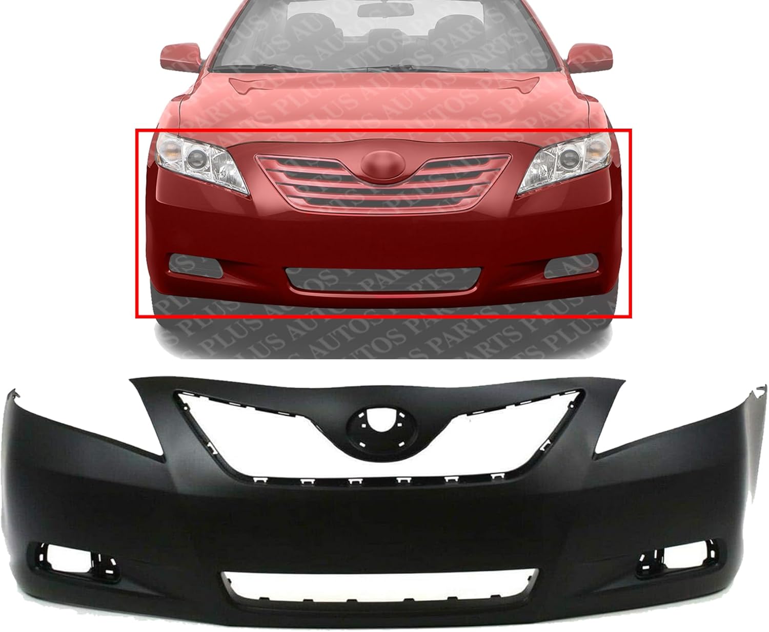 Front Bumper Cover Primed Direct Replacement Compatible With 2007-2009 Toyota Camry Base LE XLE CE Hybrid TO1000329 5211906919