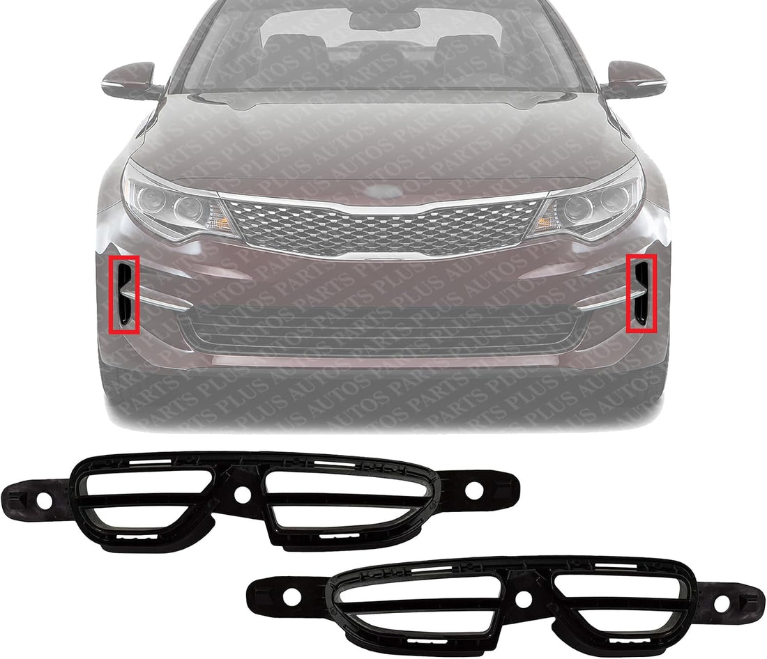Set Of 2 Front Fog Light Cover Air Inlet Finisher Primed Plastic Right Passenger & Left Driver Side Direct Replacement Compatible With 2016-2018 Kia Optima KI1039140 KI1038140