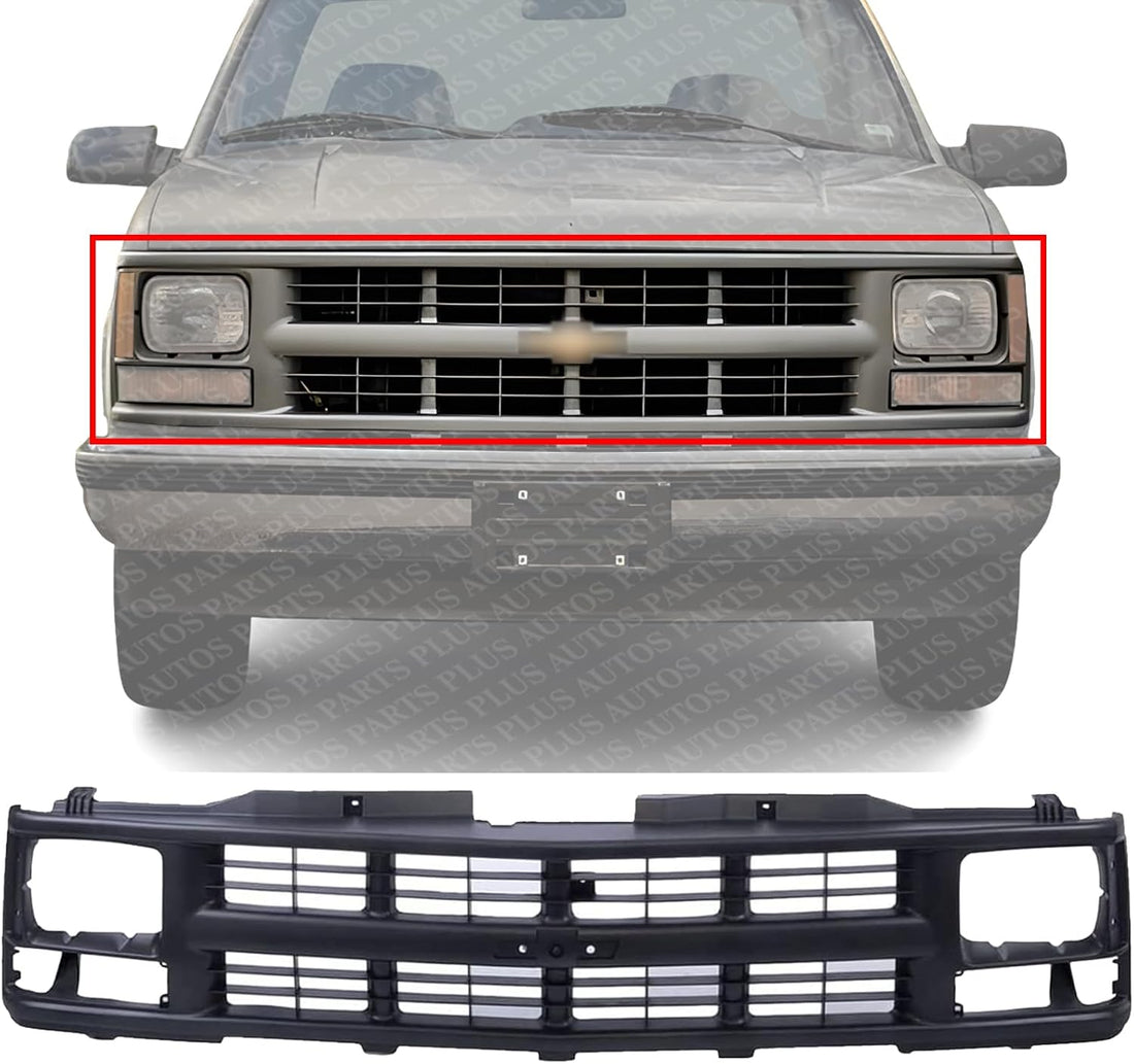 Front Grille Painted Silver Gray Shell And Cross Bar Insert Direct Replacement Compatible With 1994-2000 GMC C/K Series / 1994-1999 Suburban GM1200358 15709236