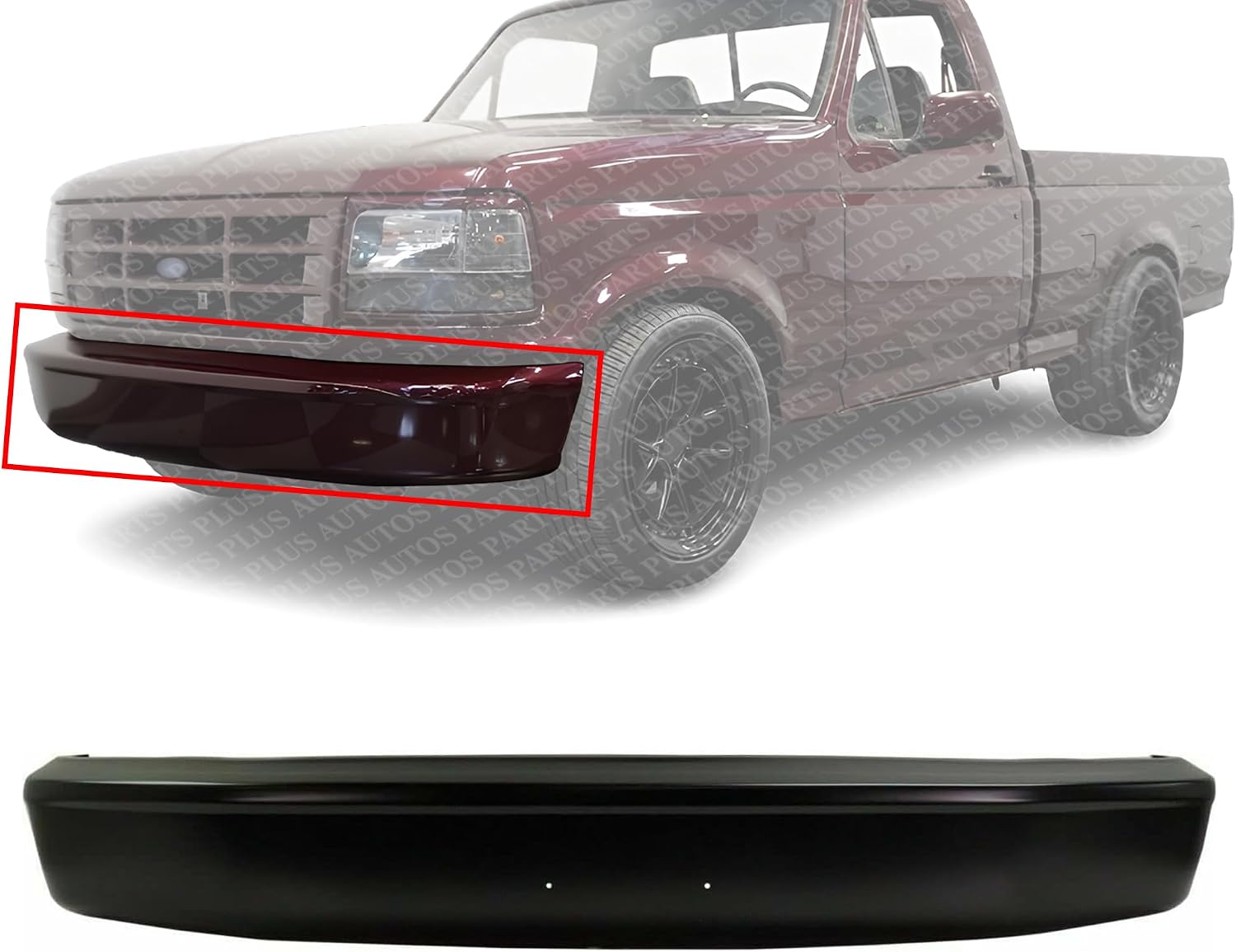 Front Bumper Primed Without Pad Holes And Bumper Cut Outs Direct Replacement Compatible With 1992-1996 Ford Bronco / 1992-1997 Ford F- Series FO1002340 F2TZ17757D