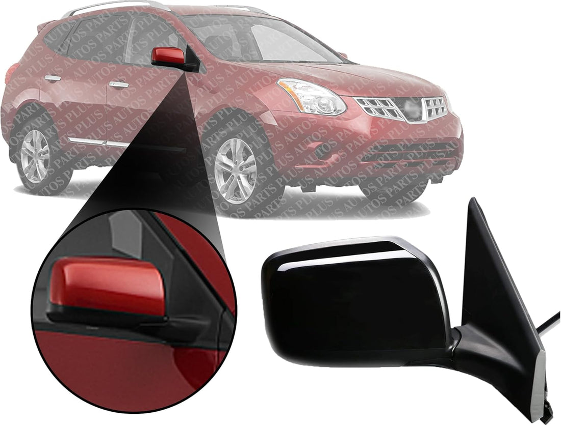 Front Power Mirror Manual Folding Heated Primed Right Passenger Side Direct Replacement Compatible With 2008-2013 Nissan Rogue / 2014-2015 Select NI1321236 96301JM200-PFM