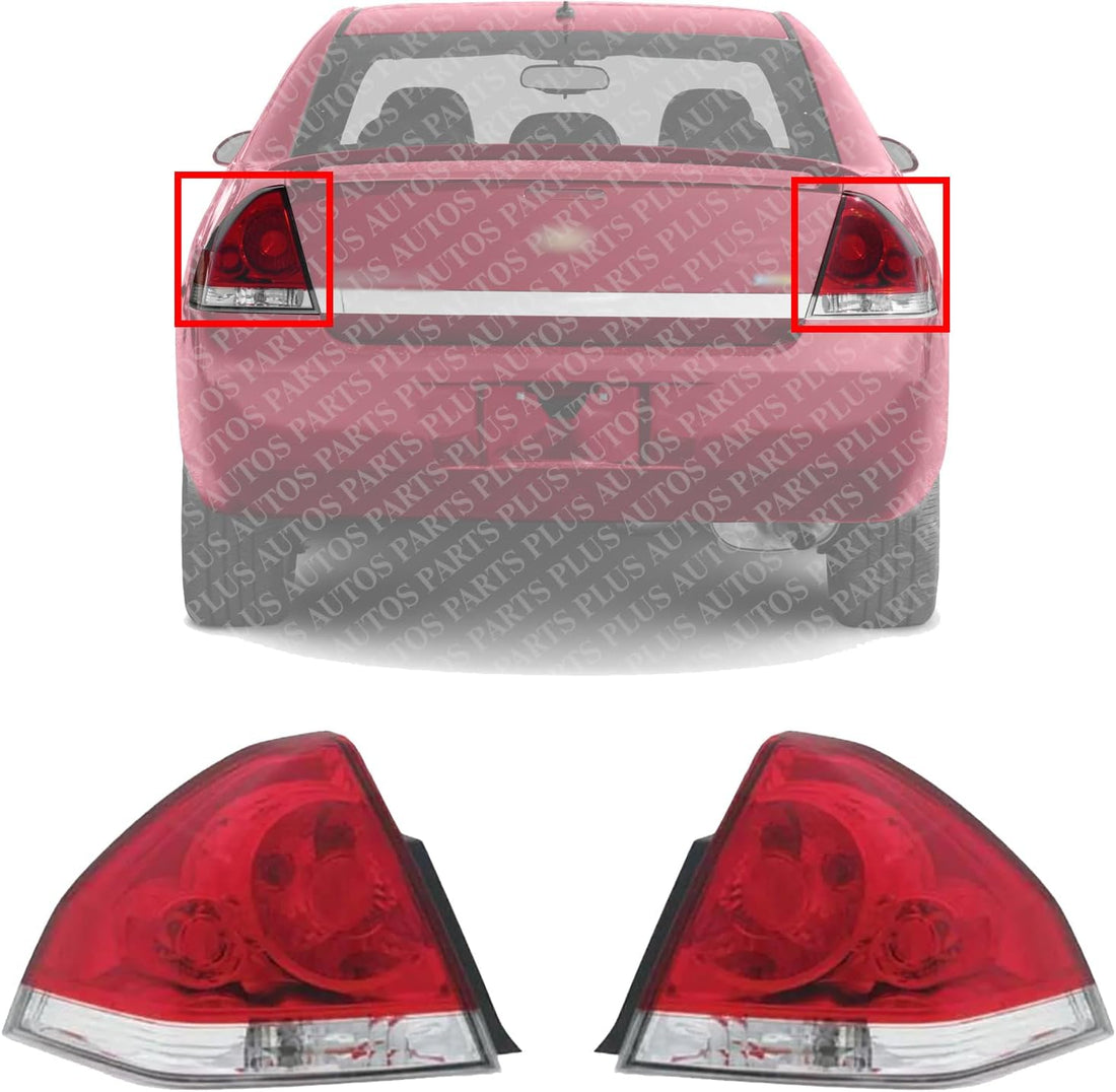 Set Of 2 Tail Light Assembly Left Driver & Right Passenger Side Direct Replacement Compatible With 2006-2013 Chevrolet Impala / 2014-2016 Limited GM2800193 GM2801193 25971598