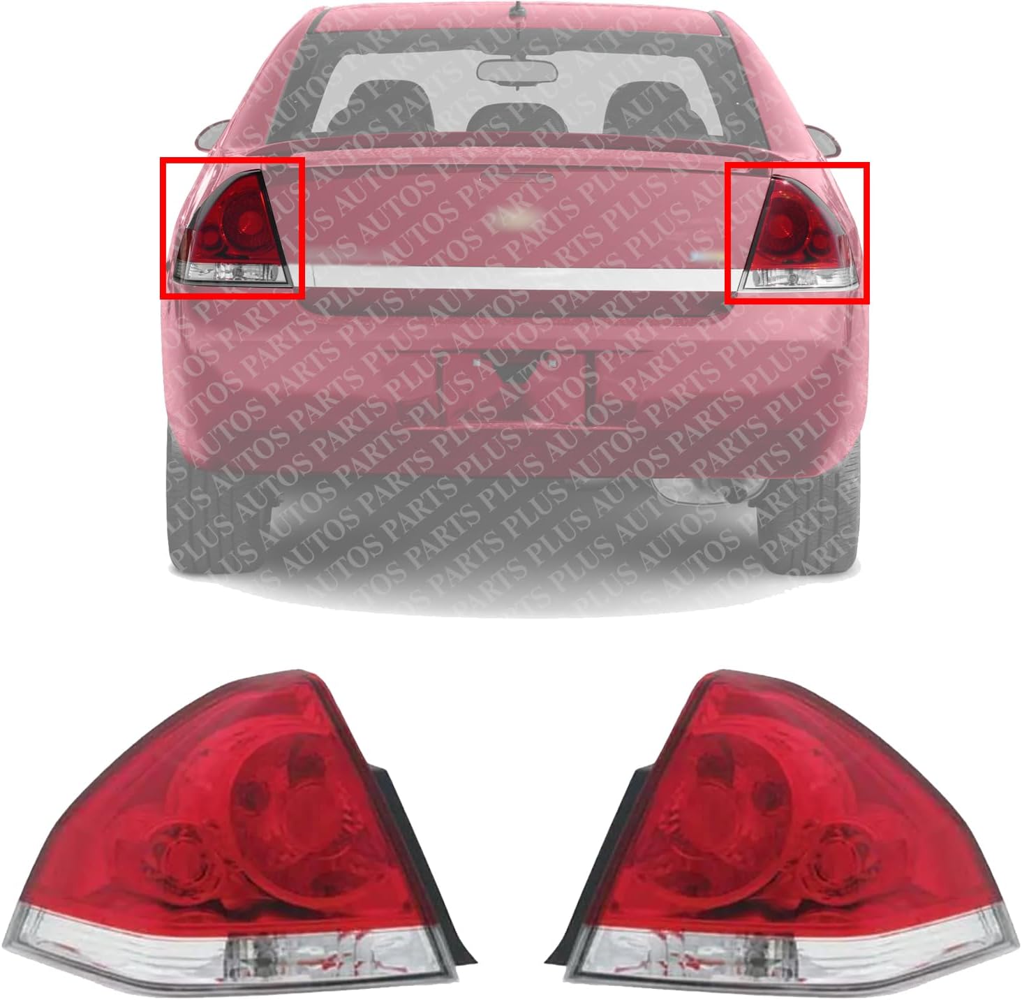 Set Of 2 Tail Light Assembly Left Driver & Right Passenger Side Direct Replacement Compatible With 2006-2013 Chevrolet Impala / 2014-2016 Limited GM2800193 GM2801193 25971598