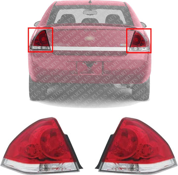 Set Of 2 Tail Light Assembly Left Driver & Right Passenger Side Direct Replacement Compatible With 2006-2013 Chevrolet Impala / 2014-2016 Limited GM2800193 GM2801193 25971598