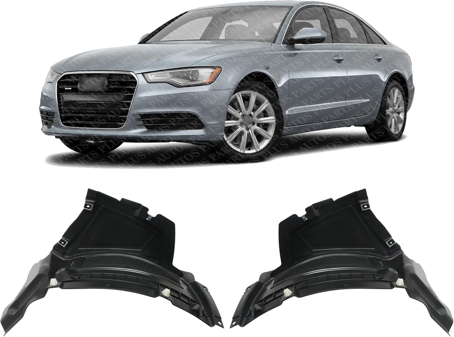 Set of 2 Front Fender Liner Air Extension Spoiler Right Passenger & Left Driver Side Direct Replacement Compatible with 2012-2015 Audi A6 / S6 AU1243100 AU1242100 4G0853888C