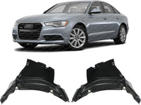 Set of 2 Front Fender Liner Air Extension Spoiler Right Passenger & Left Driver Side Direct Replacement Compatible with 2012-2015 Audi A6 / S6 AU1243100 AU1242100 4G0853888C